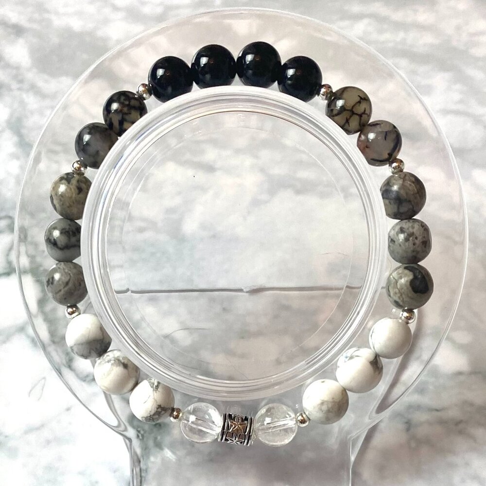 Black, White Crystal Bracelet, Genuine Crystal Jewelry